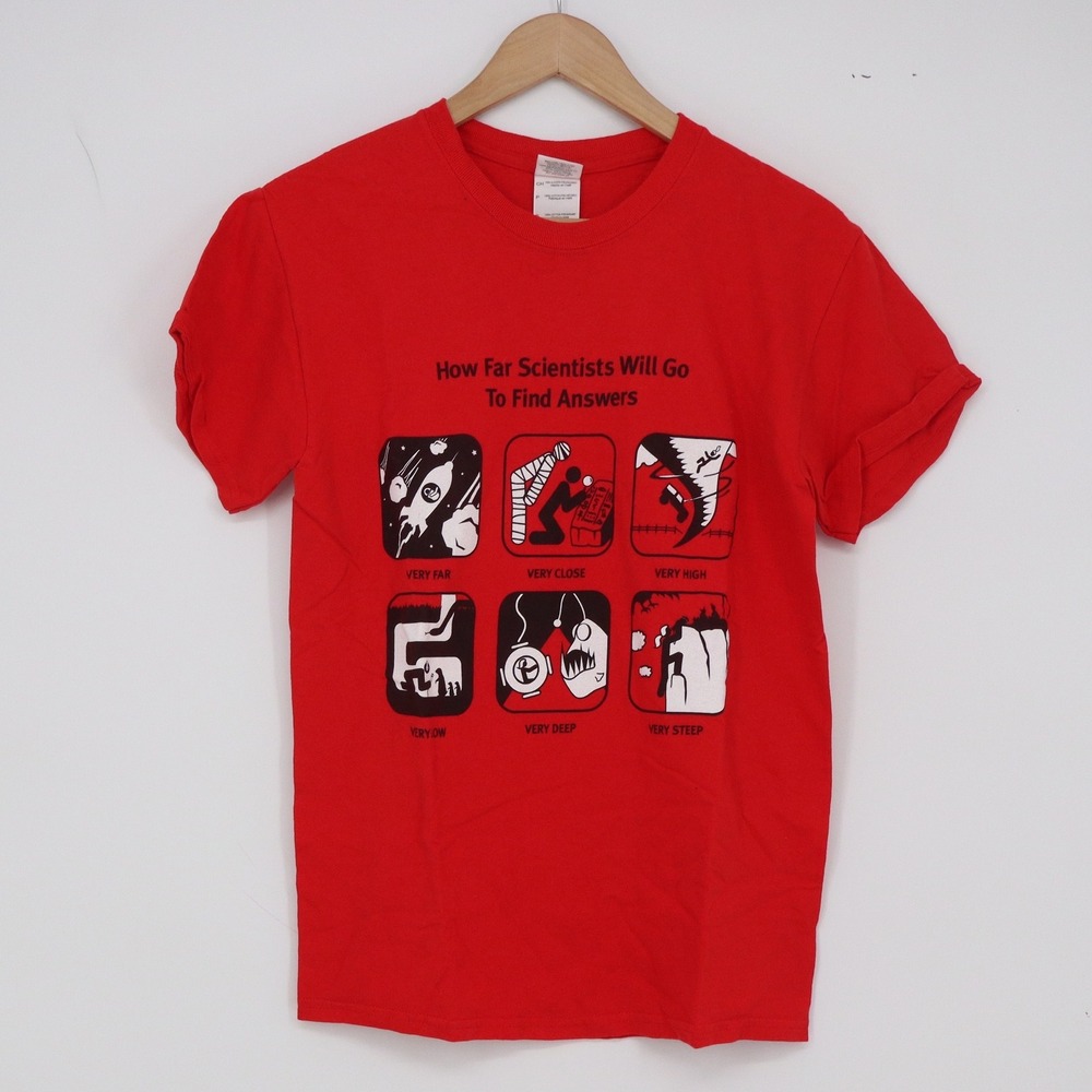Gildan T-Shirt Unisex S Ultra Cotton Red Science Graphic AAAS Excellent